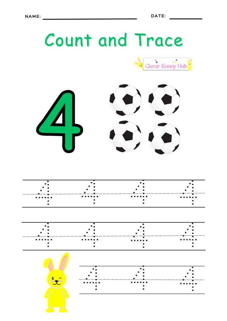 Count and Trace Number 4 worksheet