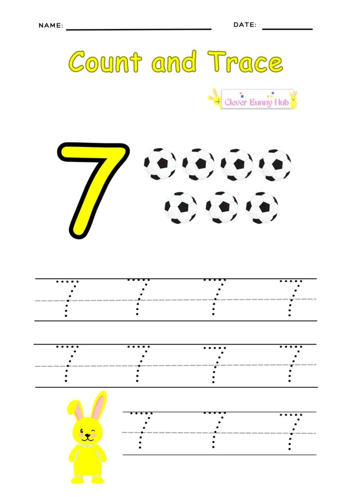 Count and trace the number 7 worksheet