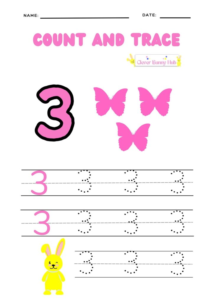 Count and trace number 3 Worksheet