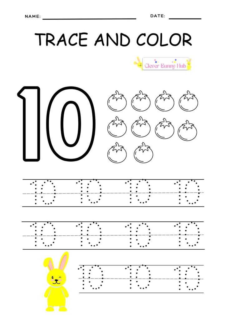Color Count And Trace The Number 10