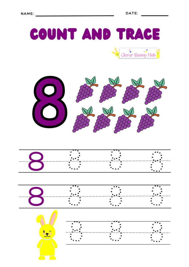 Count and trace the Number 8 worksheet