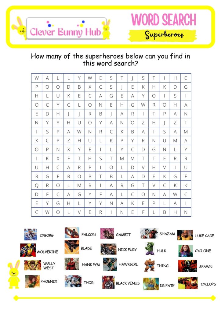 How many of superheroes can you find in this word search?
