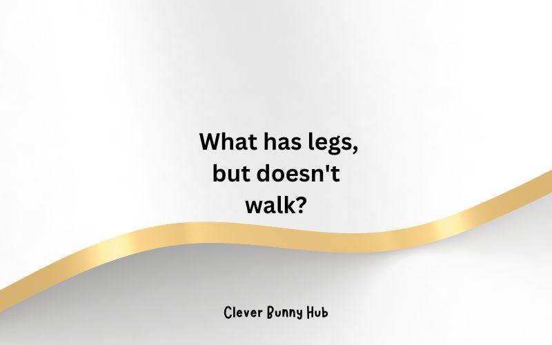  What has legs, but doesn't walk?
