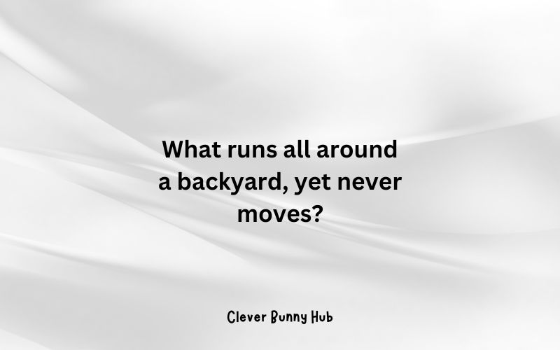 What runs all around a backyard, yet never moves?
