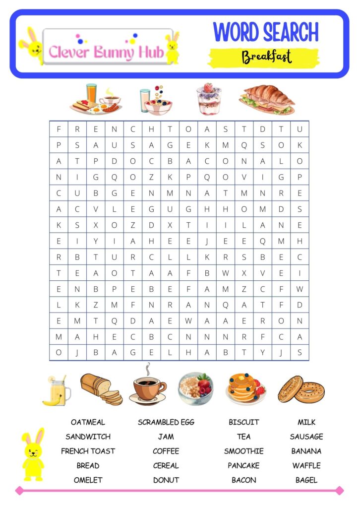 Breakfast Word search Puzzle