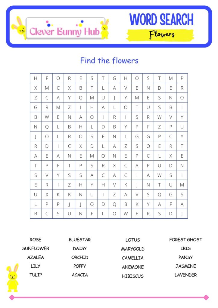 Flowers Word Search Puzzle