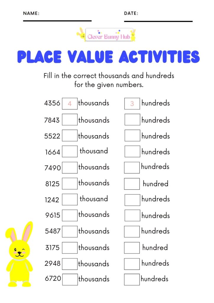 Place value activities worksheet