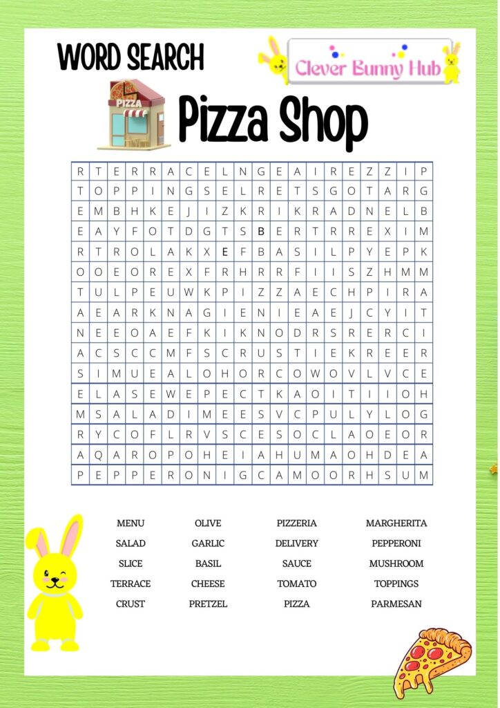 Pizza shop word search