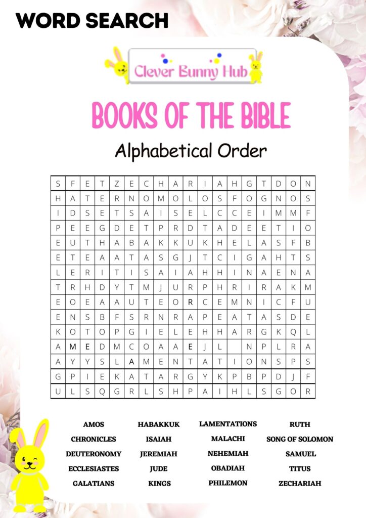 Books of the bible word search- Alphabetical Order