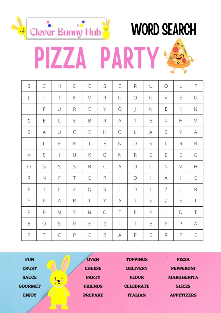 Pizza party word search