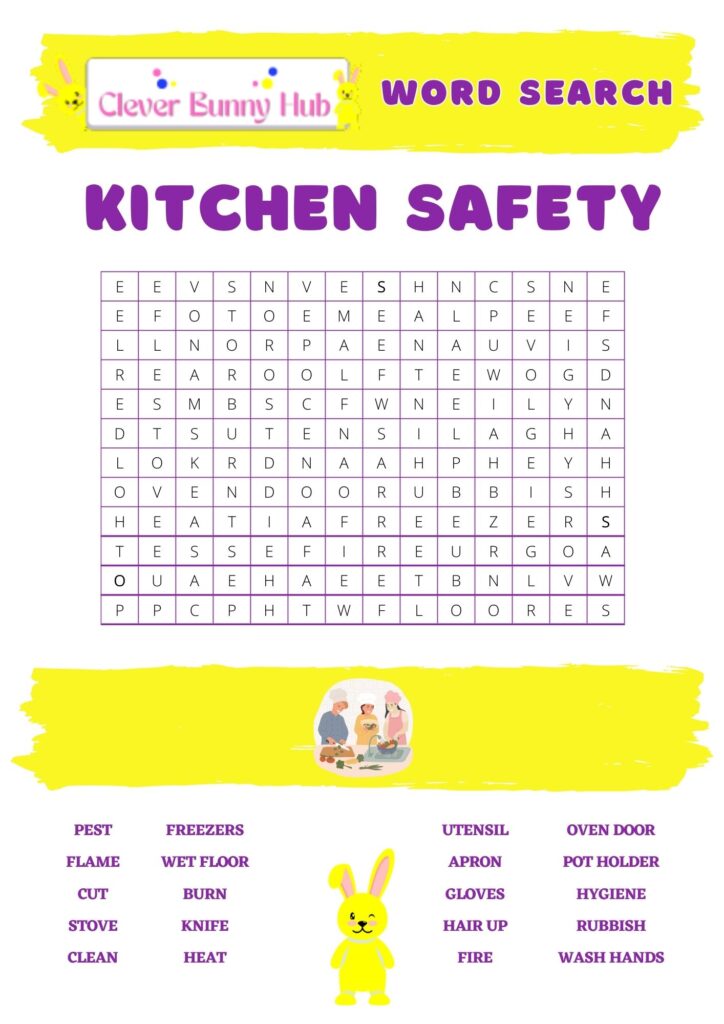 Kitchen safety word search