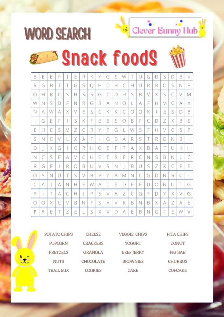 Snack foods Wordsearch