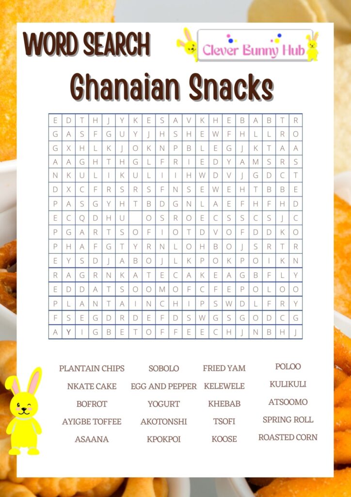 Ghanaian snacks wordsearch