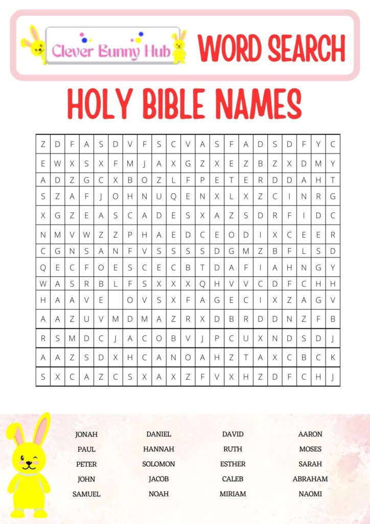 Holy bible names wordsearch