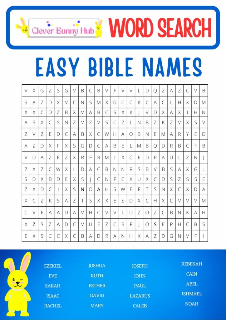 Easy bible names wordsearch