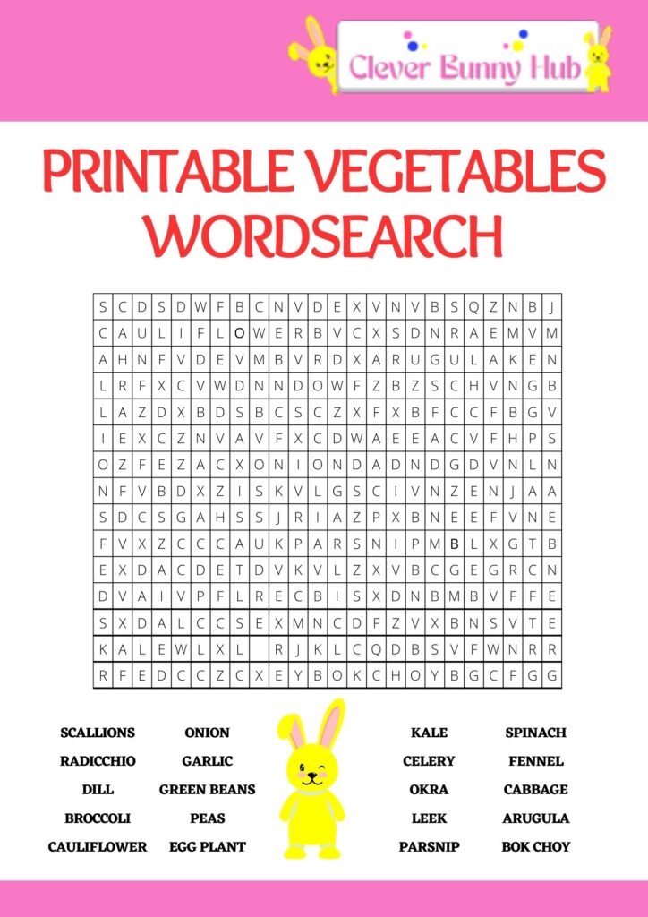 Printable vegetable wordsearch