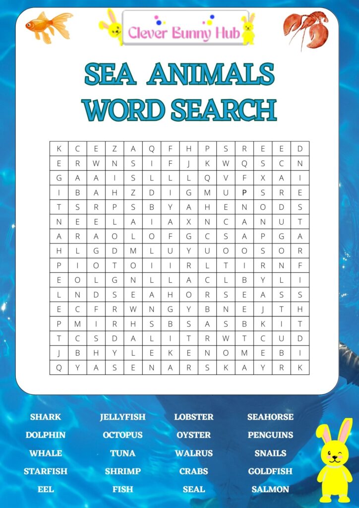 Sea animals word search