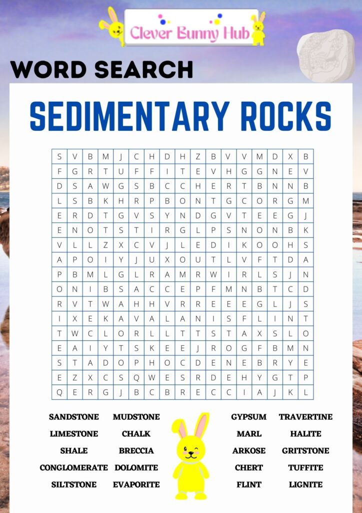 Sedimentary rocks word search