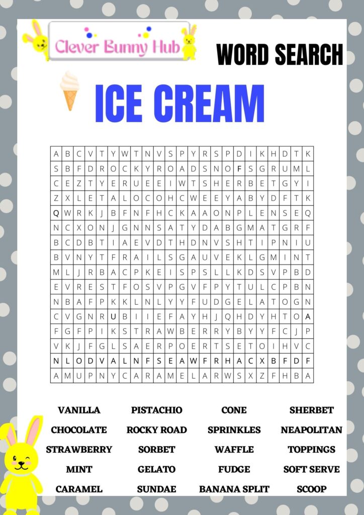 Ice cream word search