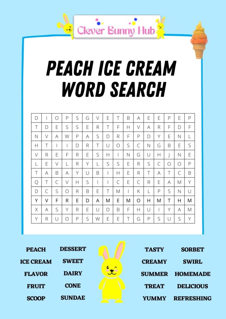 Peach ice cream word search