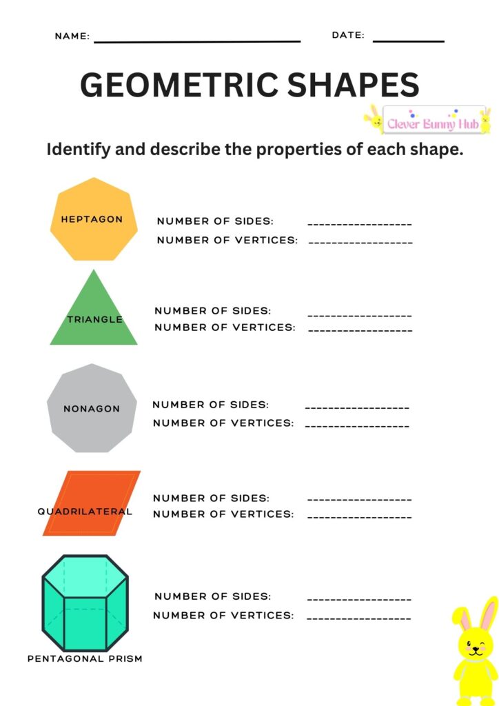 Geometric shapes worksheet