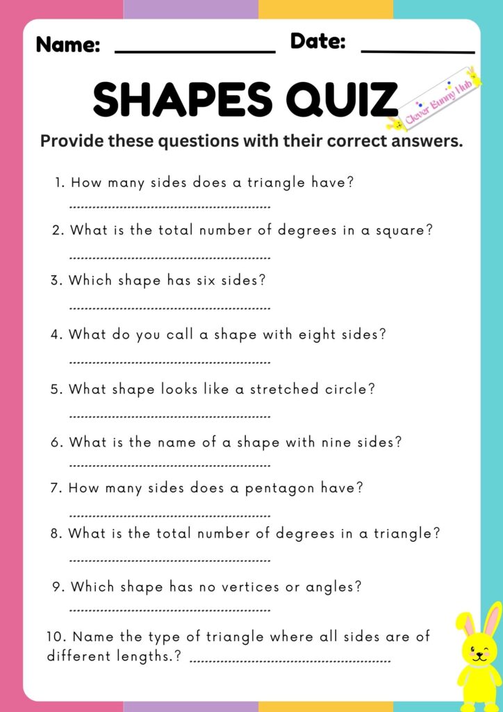 Shapes quiz worksheet