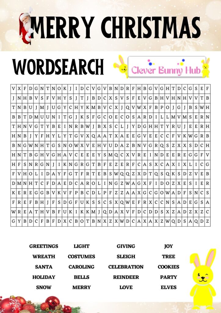 Merry Christmas wordsearch