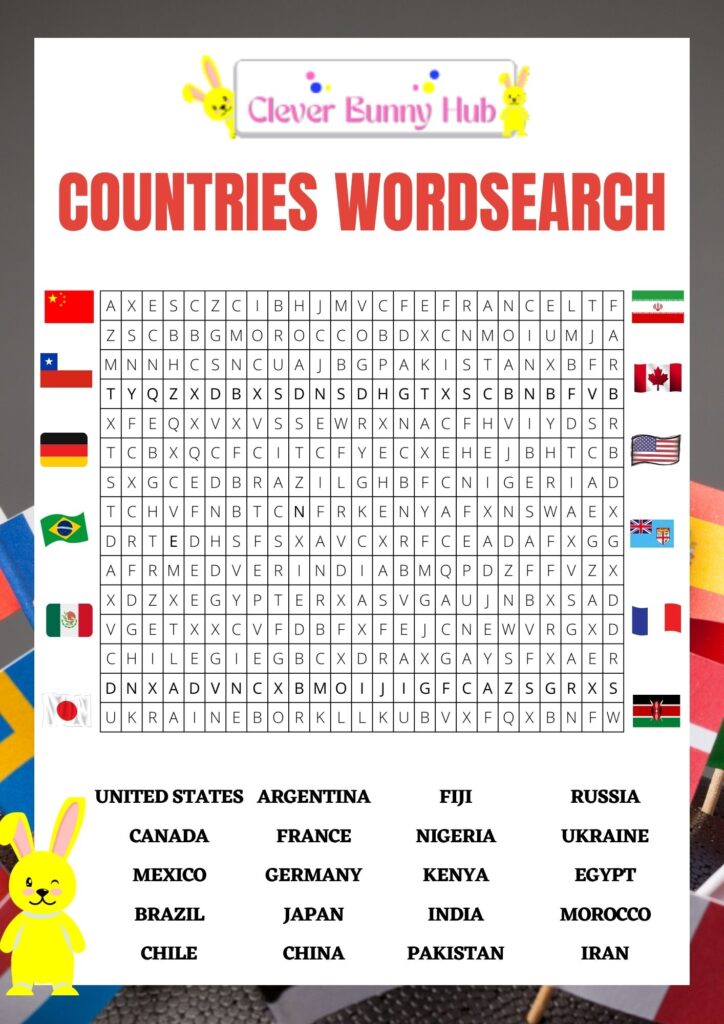 Countries wordsearch