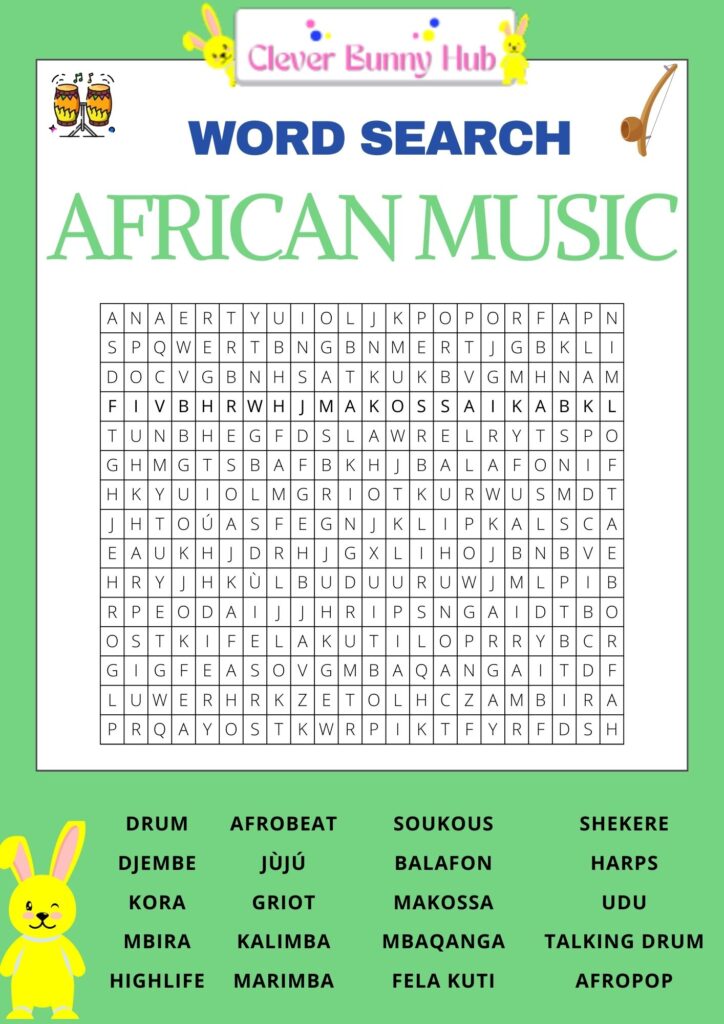 African music word search