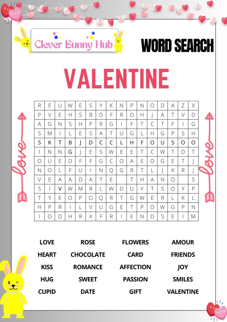 Printable Valentine's Word Search