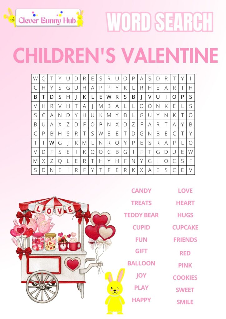 Children's Valentine's Word Search