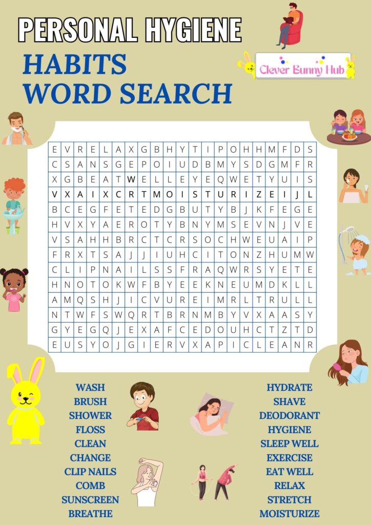 Personal Hygiene Habits Word Search