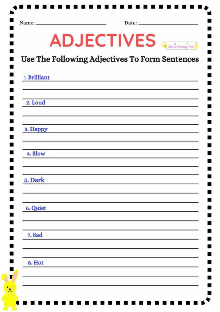 Creating Sentences with Adjectives Worksheet