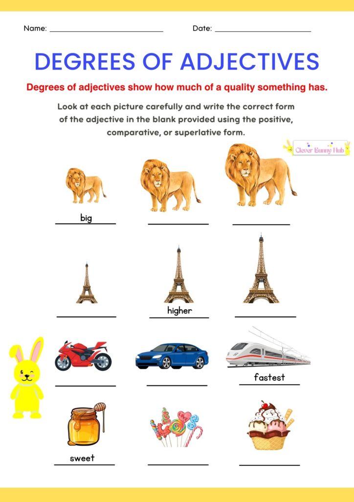 Degrees of Adjectives Worksheet