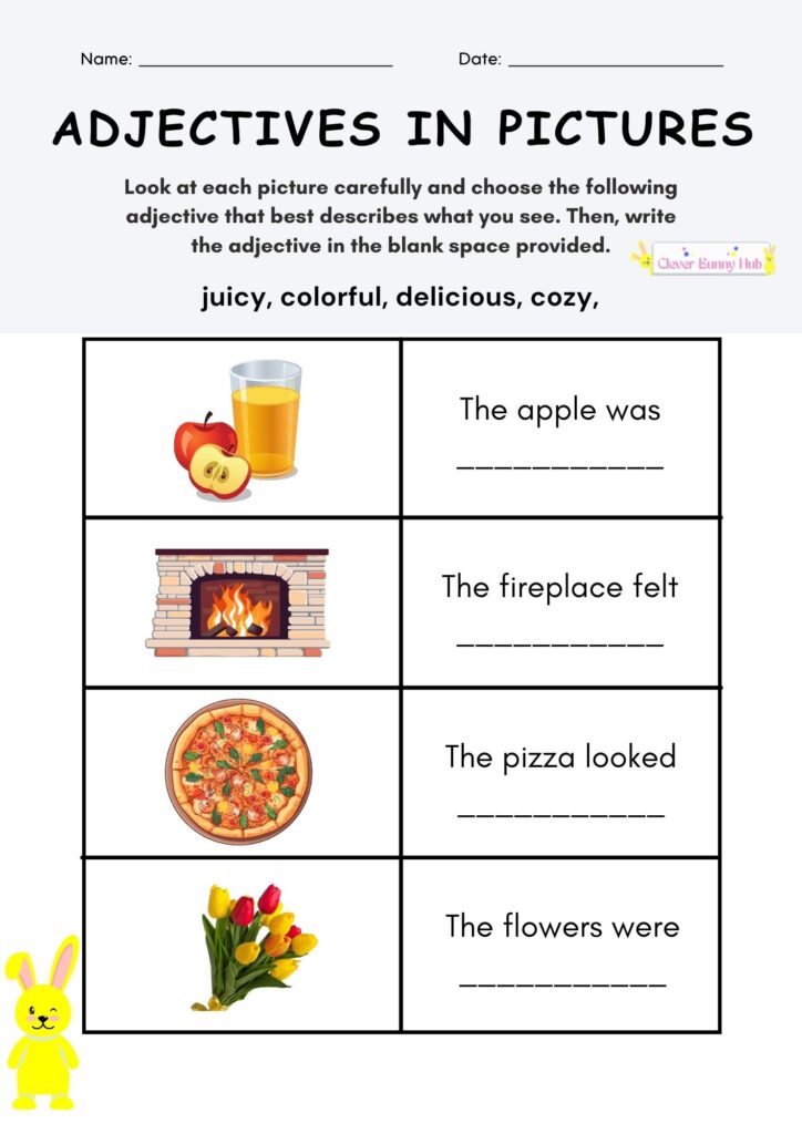 Adjectives in Pictures Worksheet