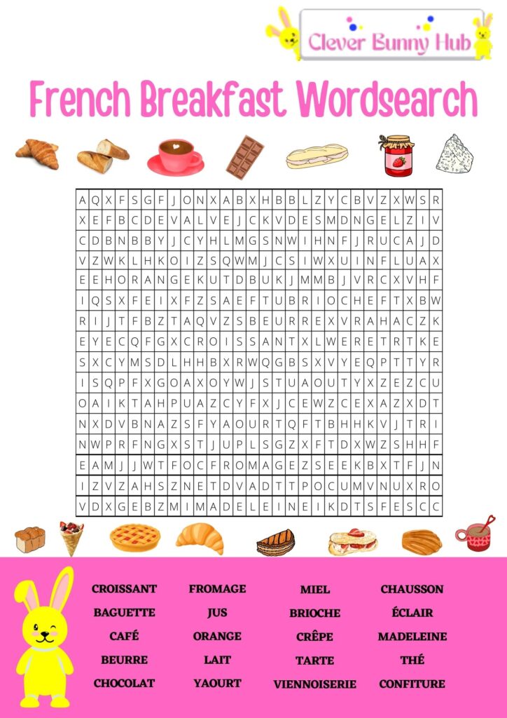 French Breakfast Wordsearch