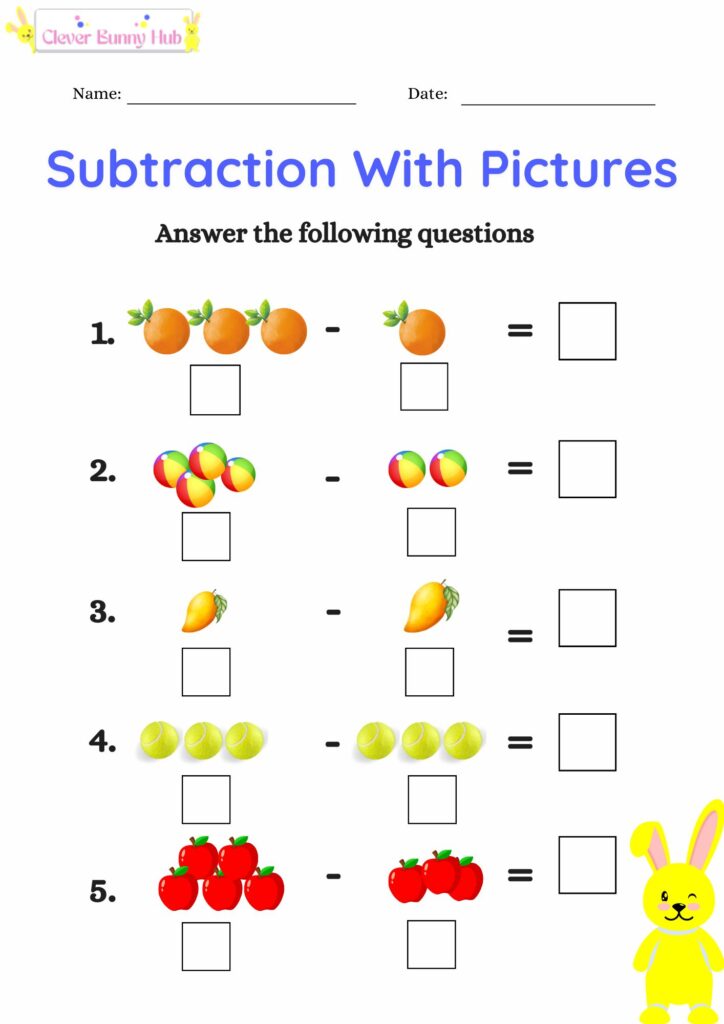 Subtraction With Pictures Worksheet