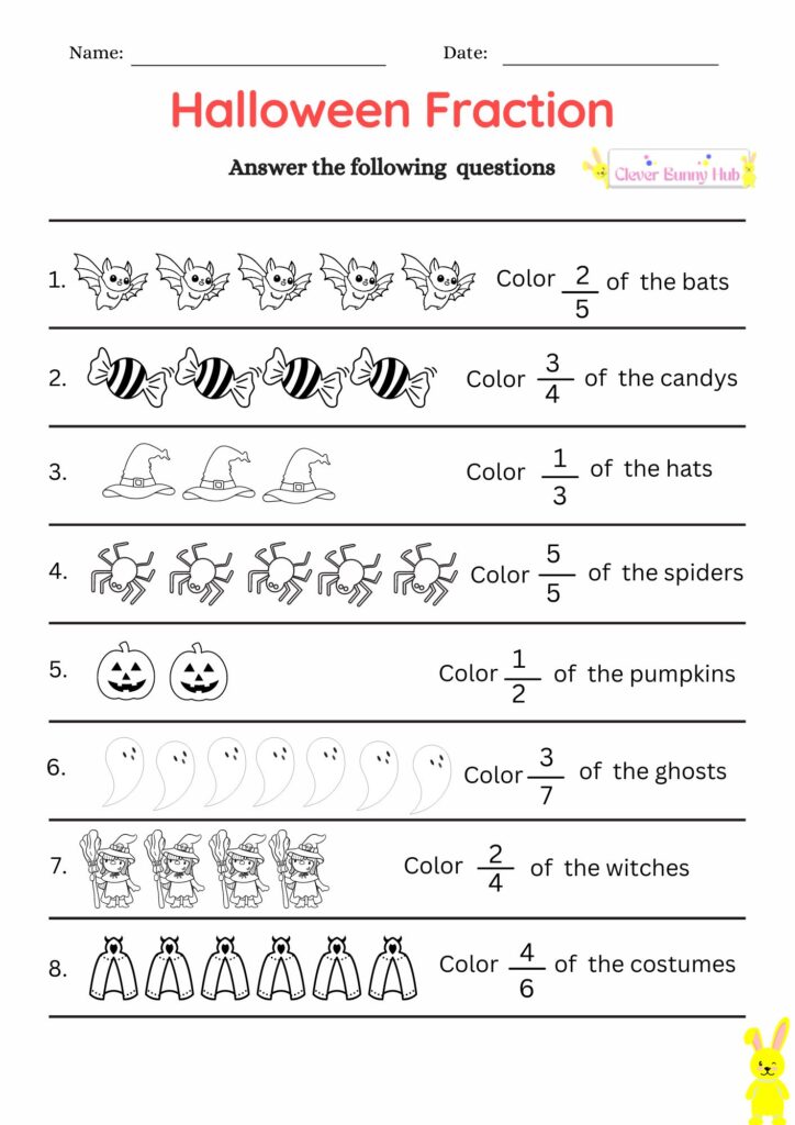 Halloween fraction worksheet