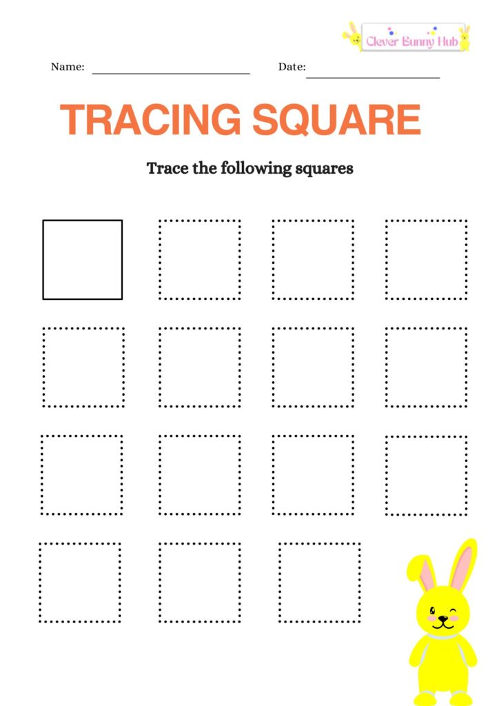 Tracing square worksheet