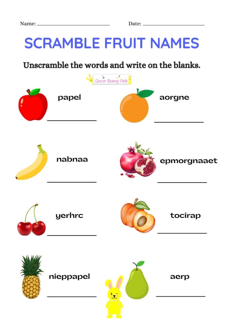 scramble Fruit Names Worksheet