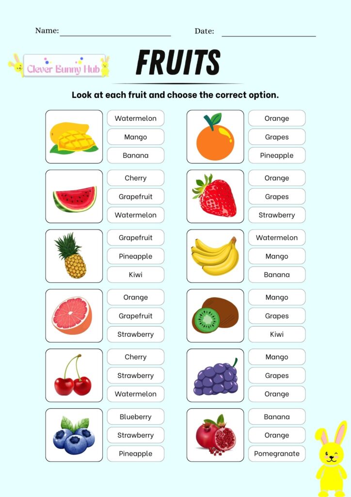 Fruits Worksheet