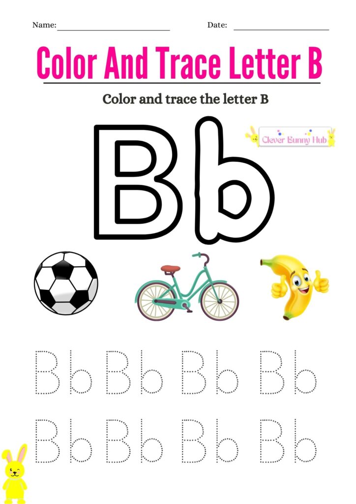 Color And Trace Letter B Worksheet