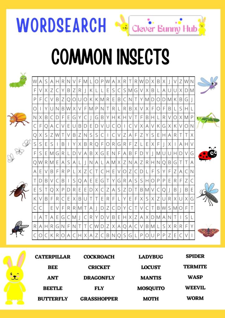 Common Insects Wordsearch