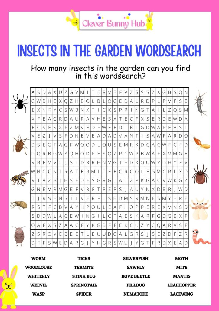 Insects In The Garden Wordsearch