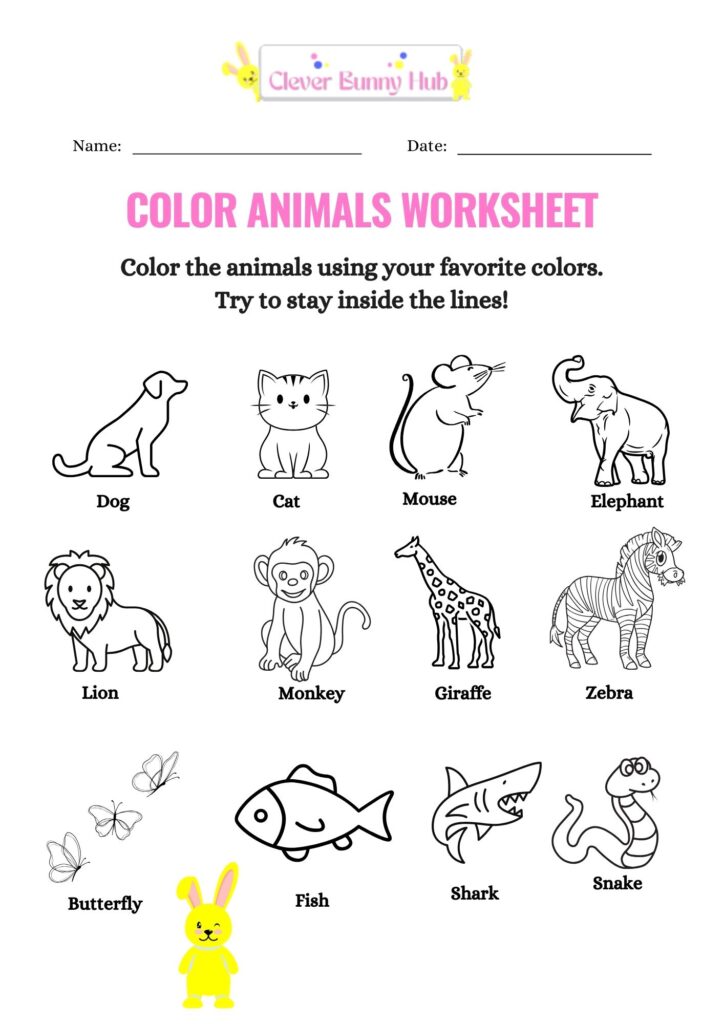 Color Animals Worksheet