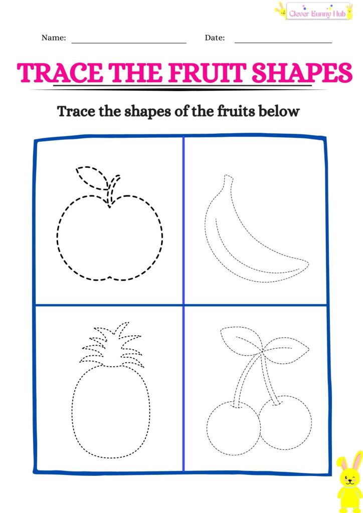 Trace The Fruit Shapes Worksheet