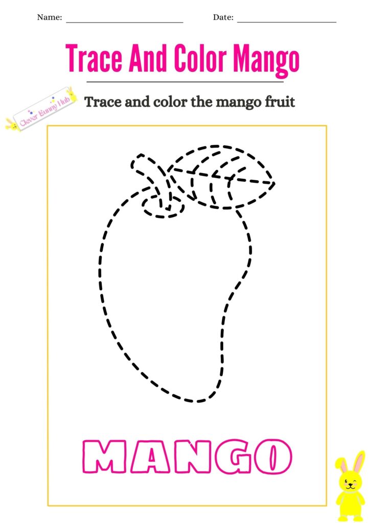 Trace And Color Mango Worksheet